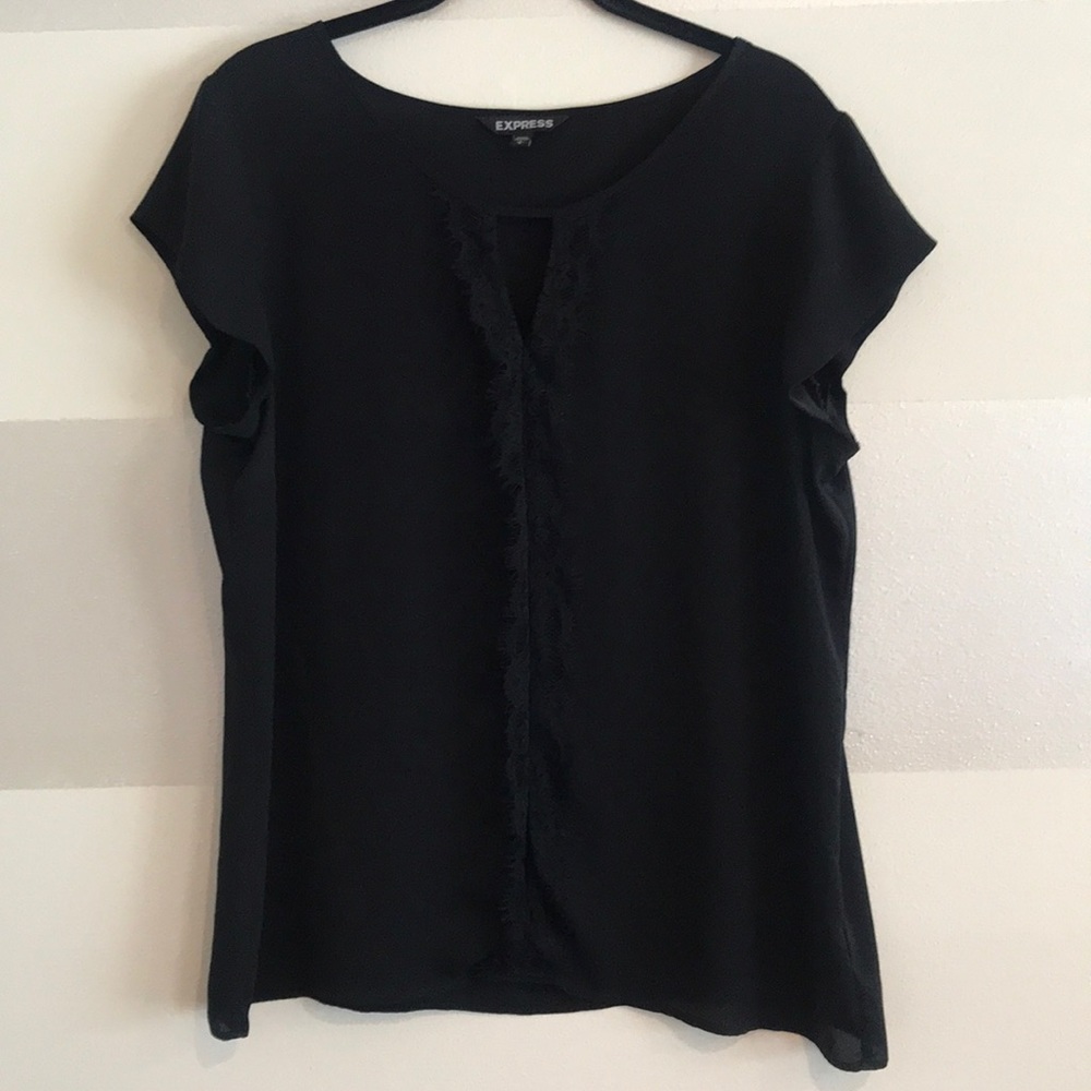 Express Black Top with cutout and lace detail